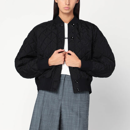 Jil Sander Quilted Padded Bomber Jacket Black