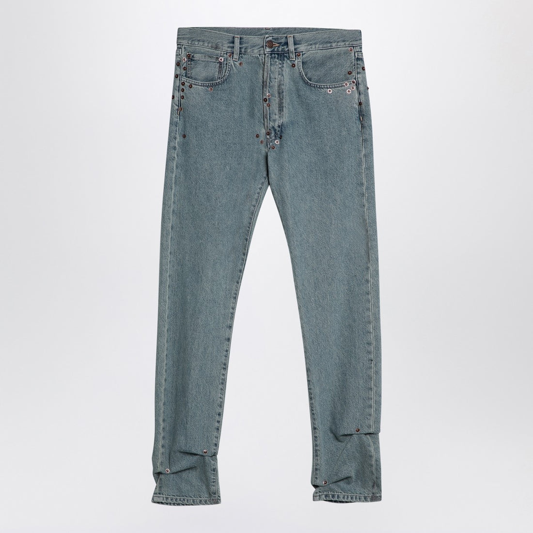 Moschino Light Blue High-Waisted Denim Jeans with Rivets light blue