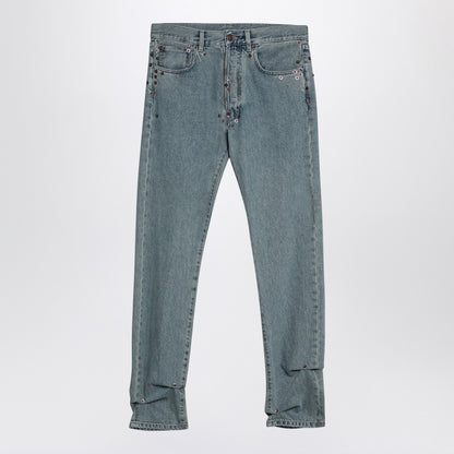 Moschino Light Blue High-Waisted Denim Jeans with Rivets light blue
