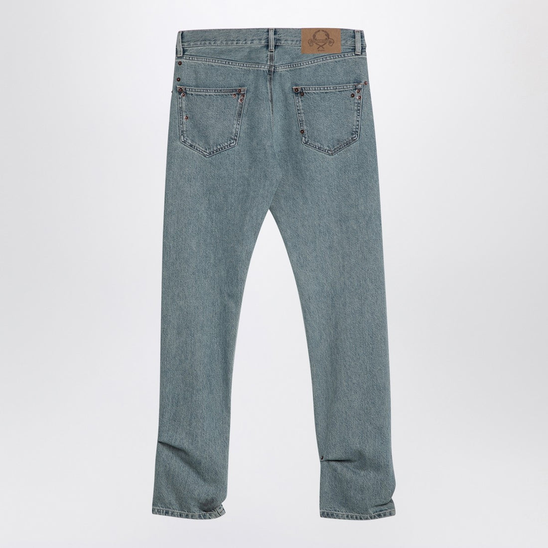 Moschino Light Blue High-Waisted Denim Jeans with Rivets light blue