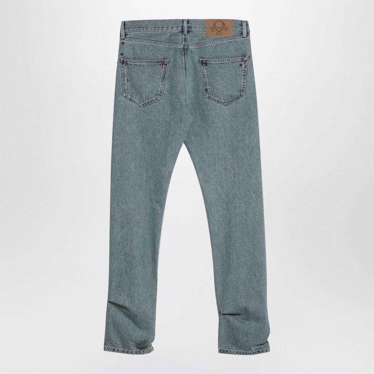 Moschino Light Blue High-Waisted Denim Jeans with Rivets light blue