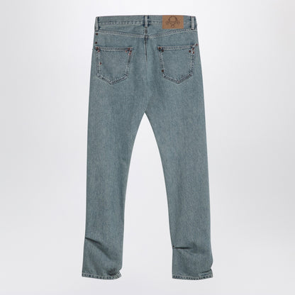 Moschino Light Blue High-Waisted Denim Jeans with Rivets light blue