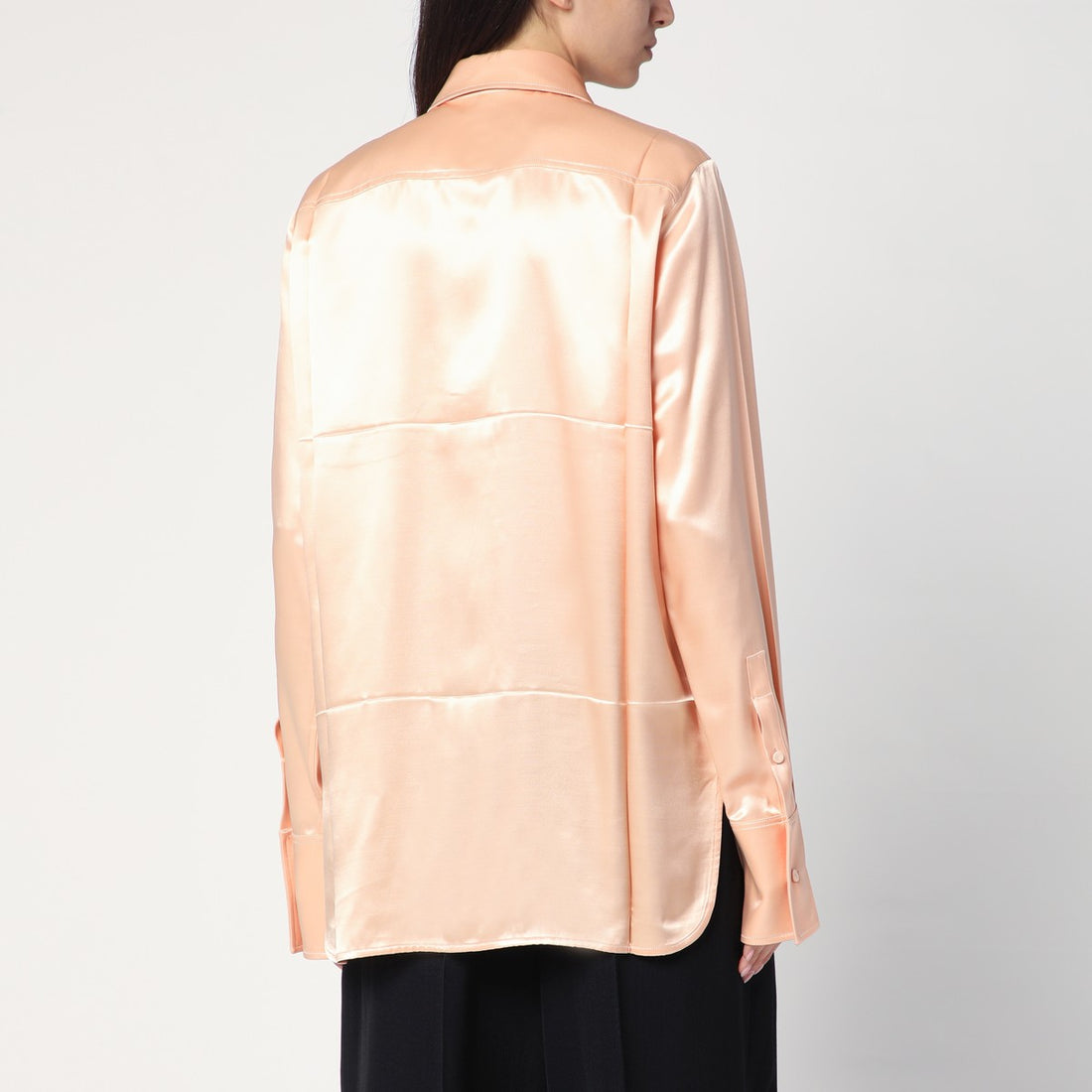 Jil Sander Shiny Viscose-Blend Shirt with Pink Tie Pink