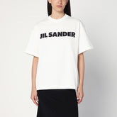 Jil Sander White Wide Cotton Logo T-Shirt White