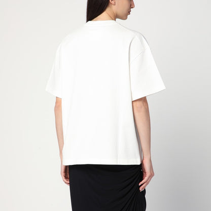 Jil Sander White Wide Cotton Logo T-Shirt White