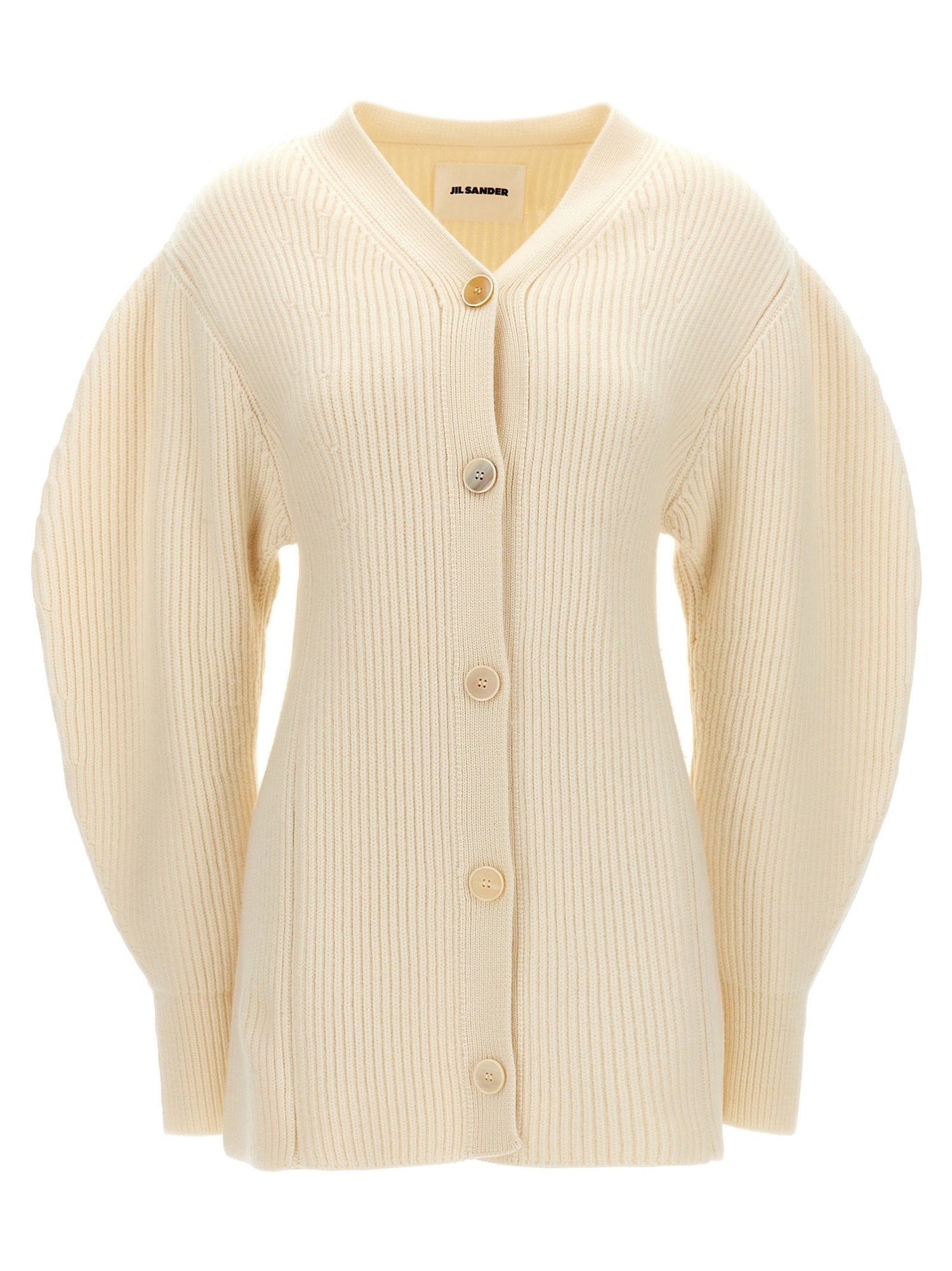 Jil Sander Ribbed Cardigan White