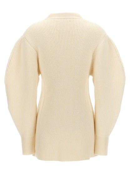 Jil Sander Ribbed Cardigan White