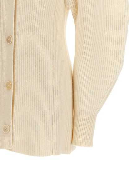 Jil Sander Ribbed Cardigan White