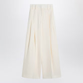 Jil Sander Wide-Leg High-Waist Silk Blend Trousers White