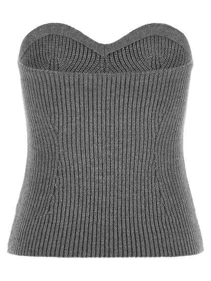 Jil Sander Off The Shoulder Top Gray