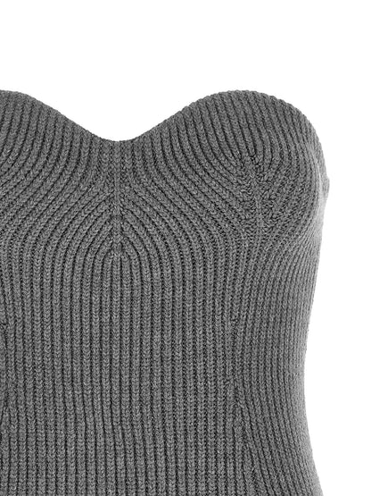 Jil Sander Off The Shoulder Top Gray