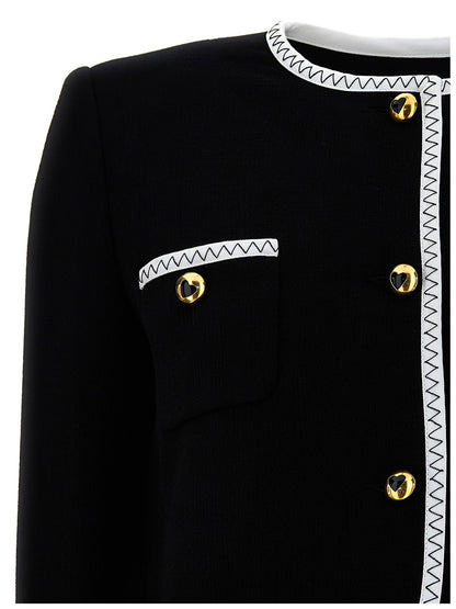 Moschino Crepe Short Jacket White/black