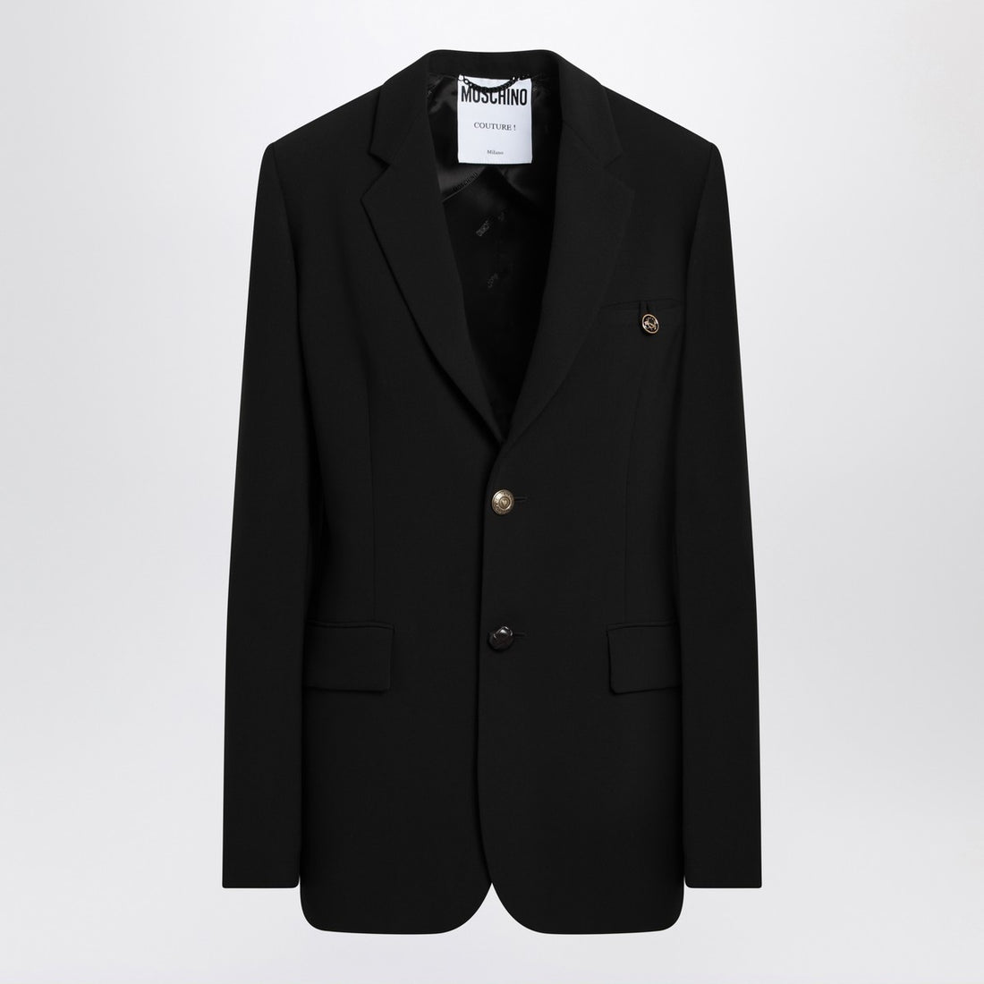 Moschino Single-Breasted Black Jacket with Classic Lapels Black