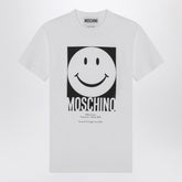 Moschino White Smile Cotton T-shirt with Logo Print White