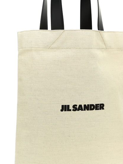 Jil Sander Flat Shopper Medium Shopping White/black
