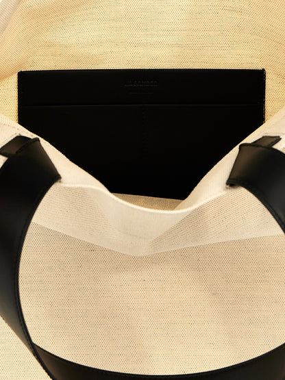 Jil Sander Flat Shopper Medium Shopping White/black