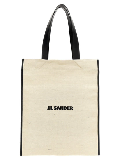Jil Sander Medium Flat Shopping Bag White/black