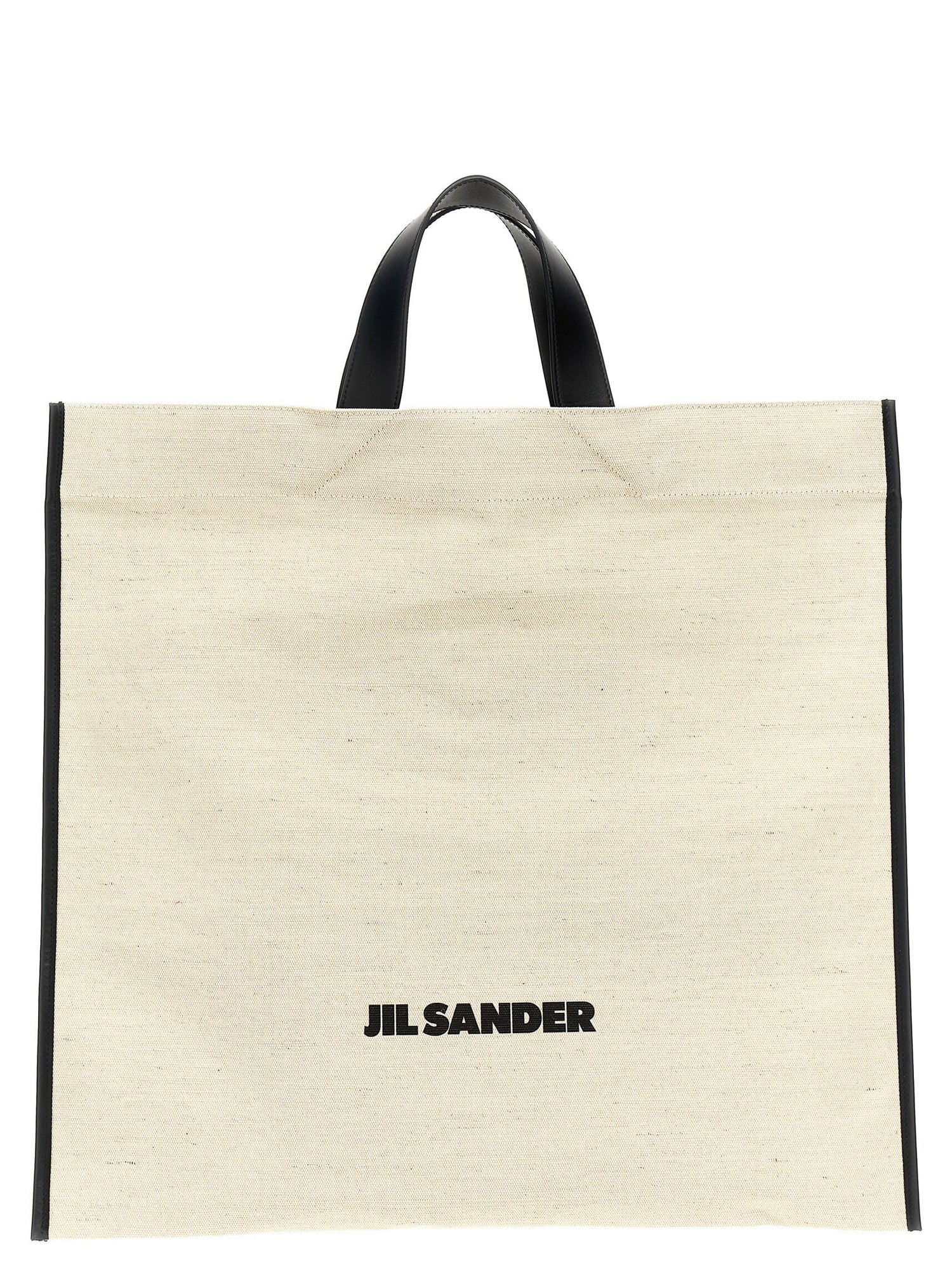 Jil Sander Border Book Tote Square Shopping Bag White/black