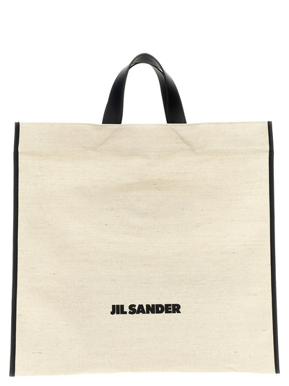 Jil Sander Border Book Tote Square Shopping Bag White/black