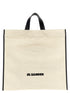 Jil Sander Border Book Tote Square Shopping Bag White/black