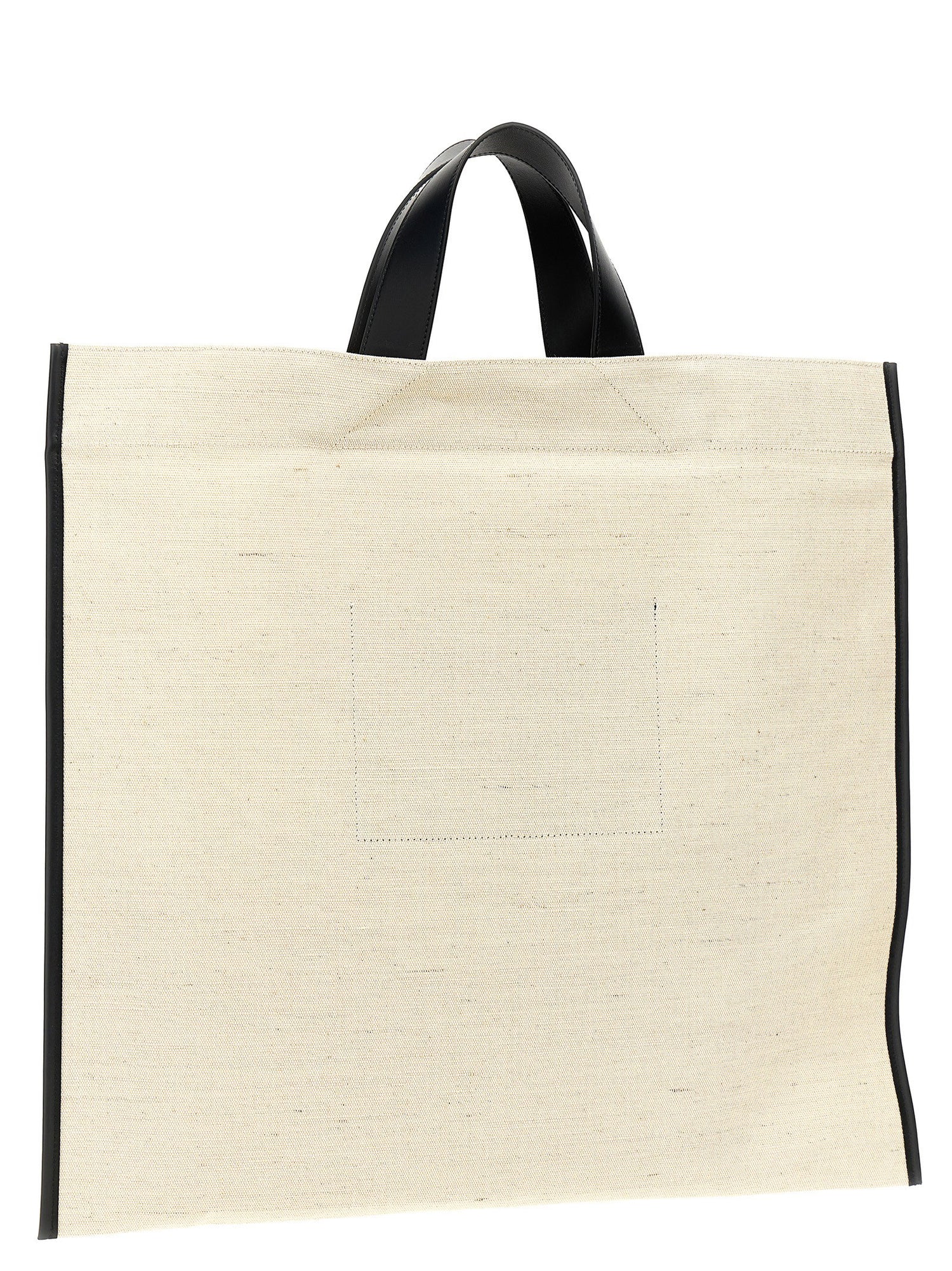 Jil Sander Border Book Tote Square Shopping Bag White/black