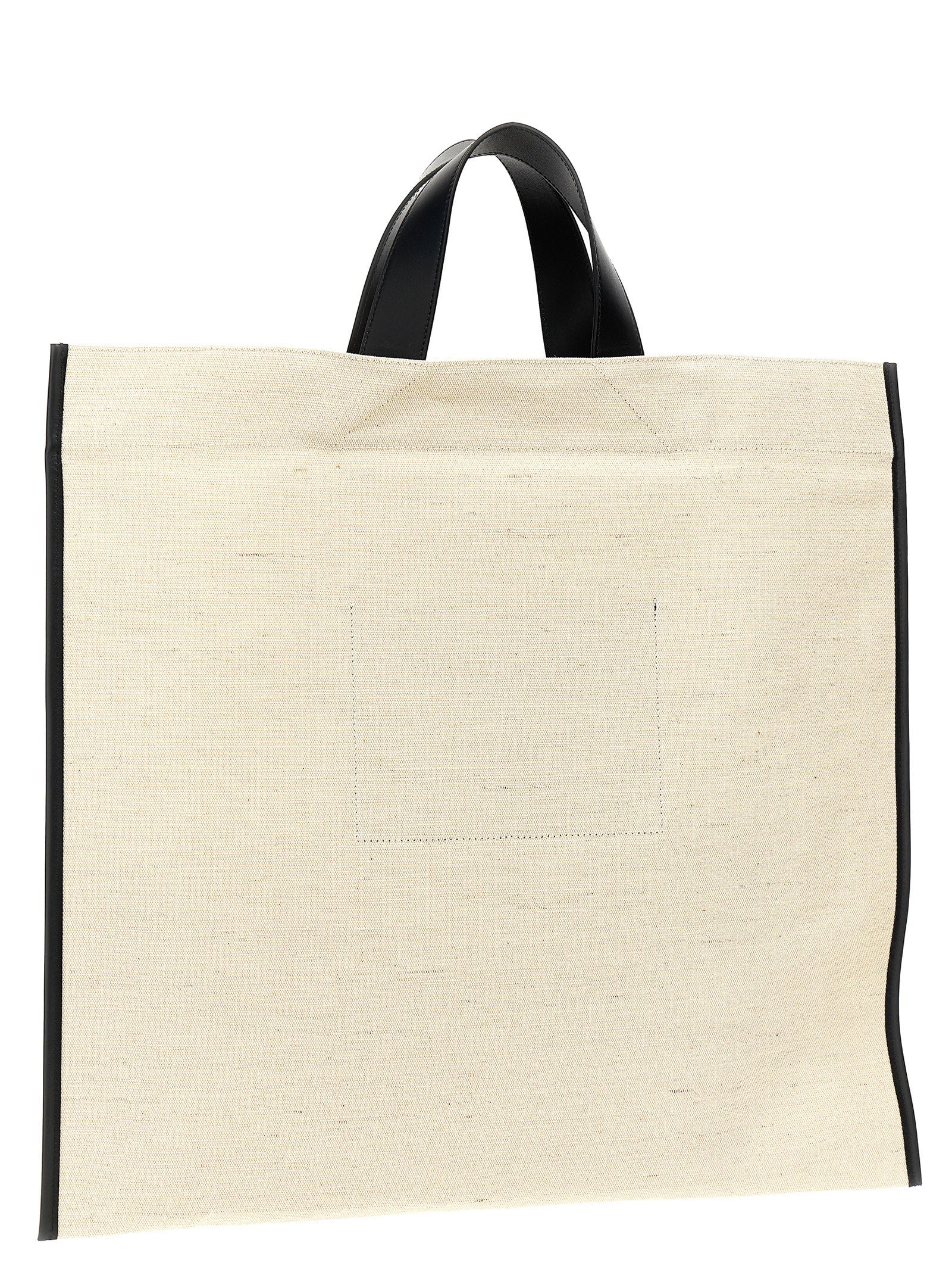 Jil Sander Border Book Tote Square Shopping Bag White/black