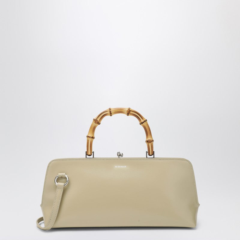 Jil Sander Small Goji Bamboo Leather Shoulder Bag White