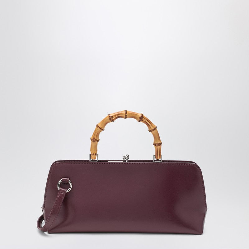 Jil Sander Small Goji Bamboo Leather Shoulder Bag Burgundy