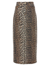 Ganni Animal Print Long Skirt Brown