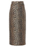 Ganni Animal Print Long Skirt Brown