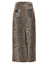 Ganni Animal Print Long Skirt Brown