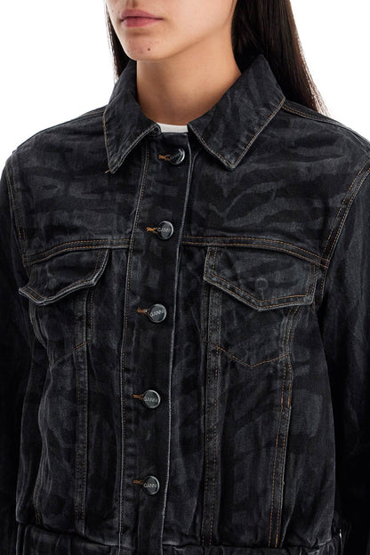 Short denim jacket with laser-cut