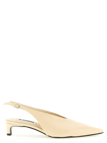 Jil Sander Leather Slingback Beige