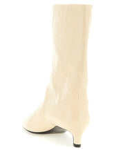 Jil Sander Craquelé Leather Ankle Boots Beige