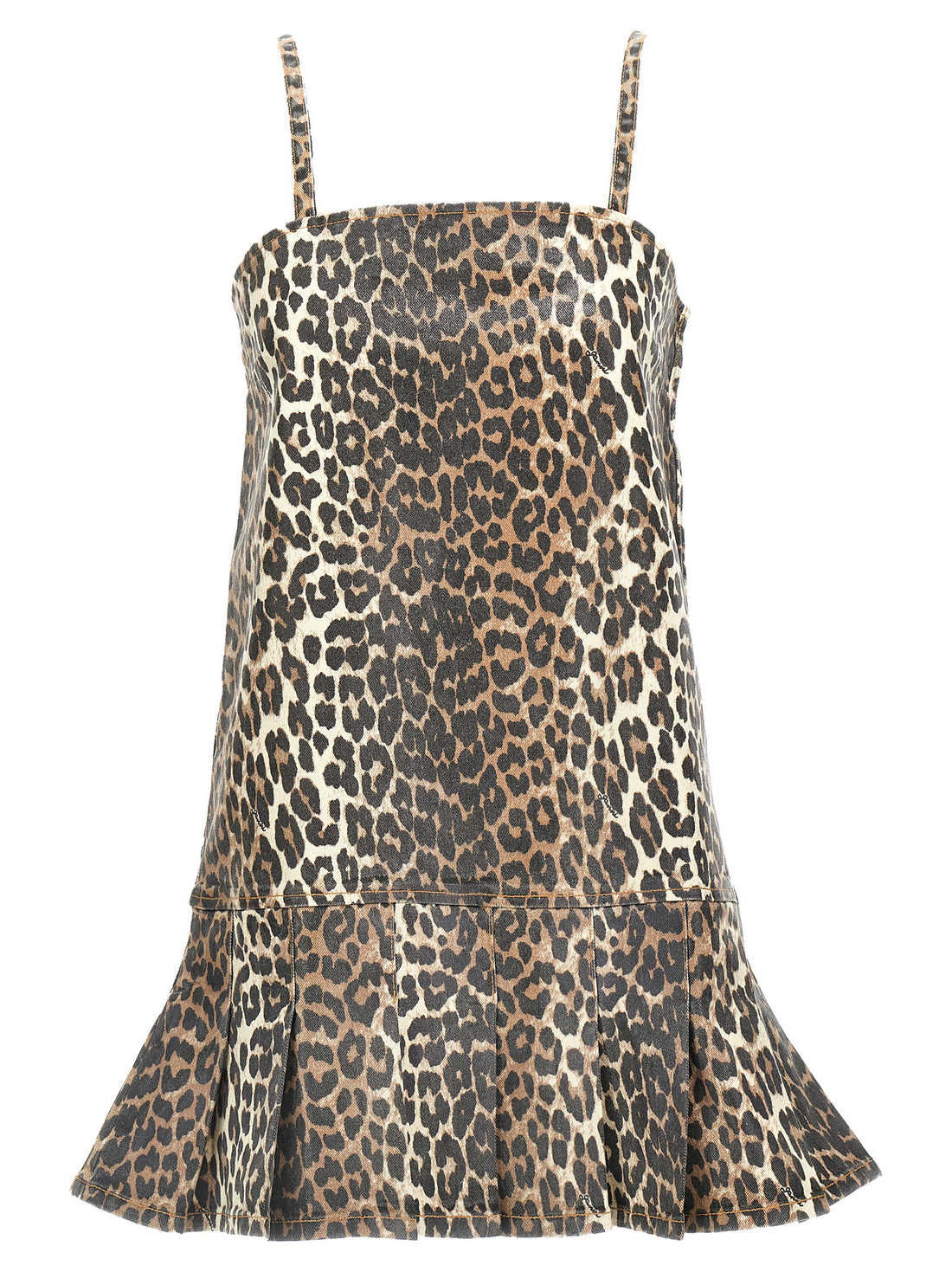 Ganni Leopard Mini Dress Multicolor