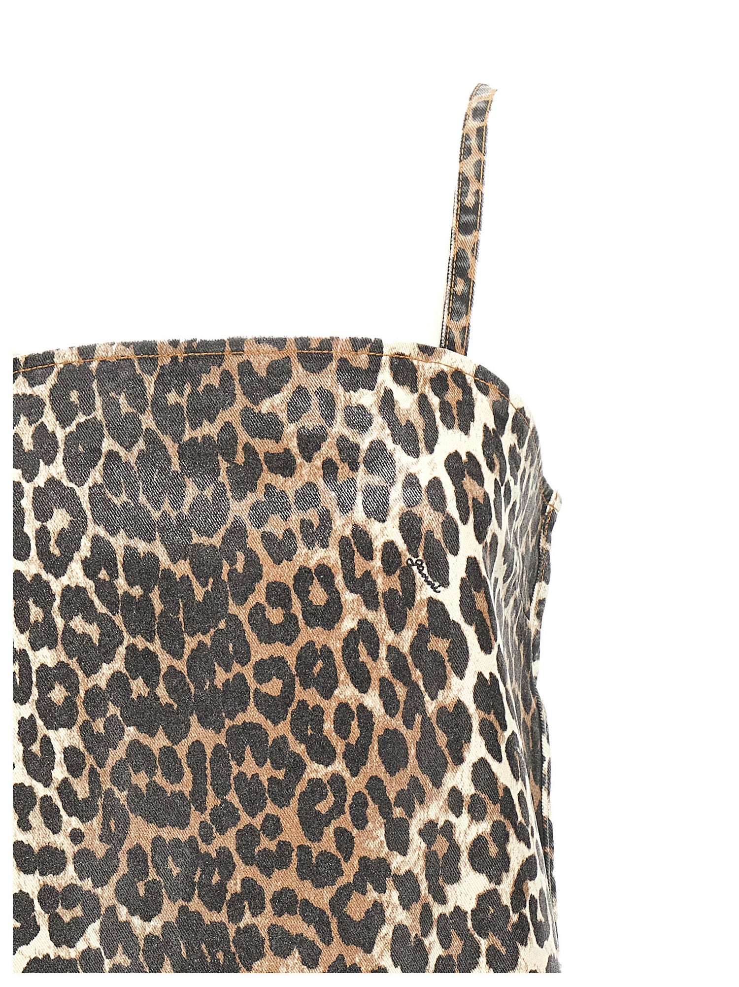Ganni Leopard Mini Dress Multicolor