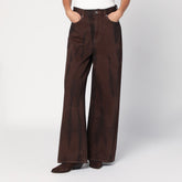 Ganni Wide-Leg High-Waisted Brown Denim Jeans Brown