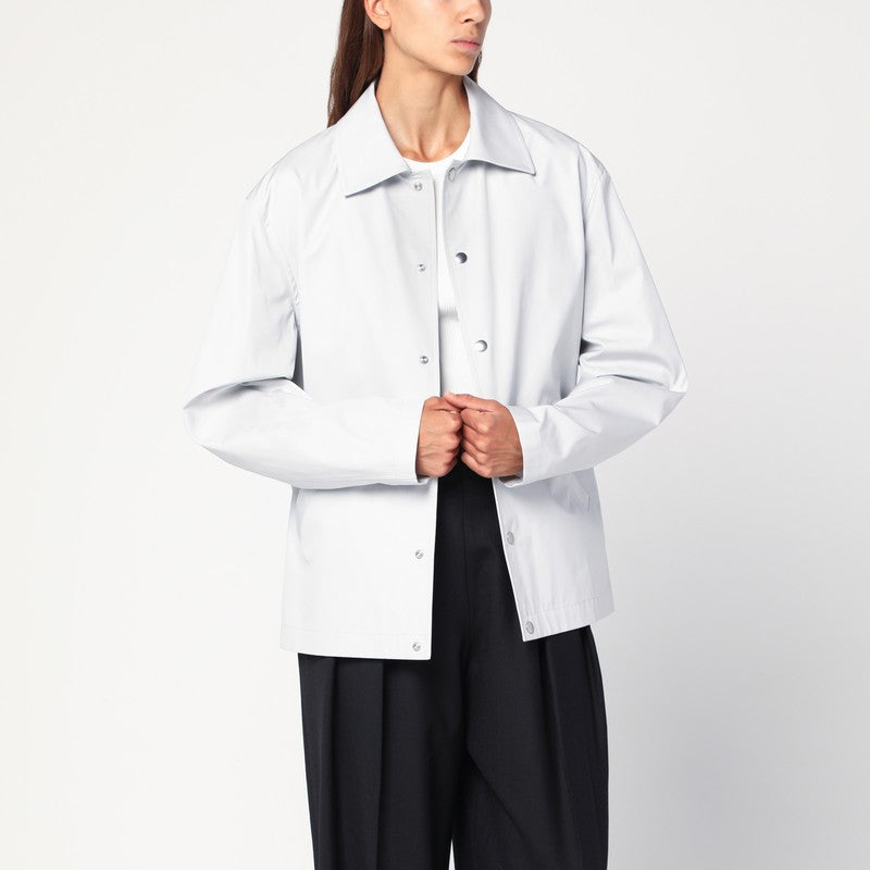 Jil Sander Light Grey Cotton Taffeta Logo-Print Shirt Jacket Grey
