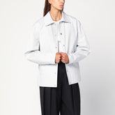 Jil Sander Light Grey Cotton Taffeta Logo-Print Shirt Jacket Grey