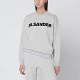 Jil Sander Light Grey Logo Print Cotton Sweatshirt Green