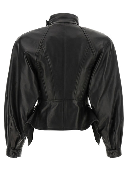 Balmain Iconica Leather Jacket Black
