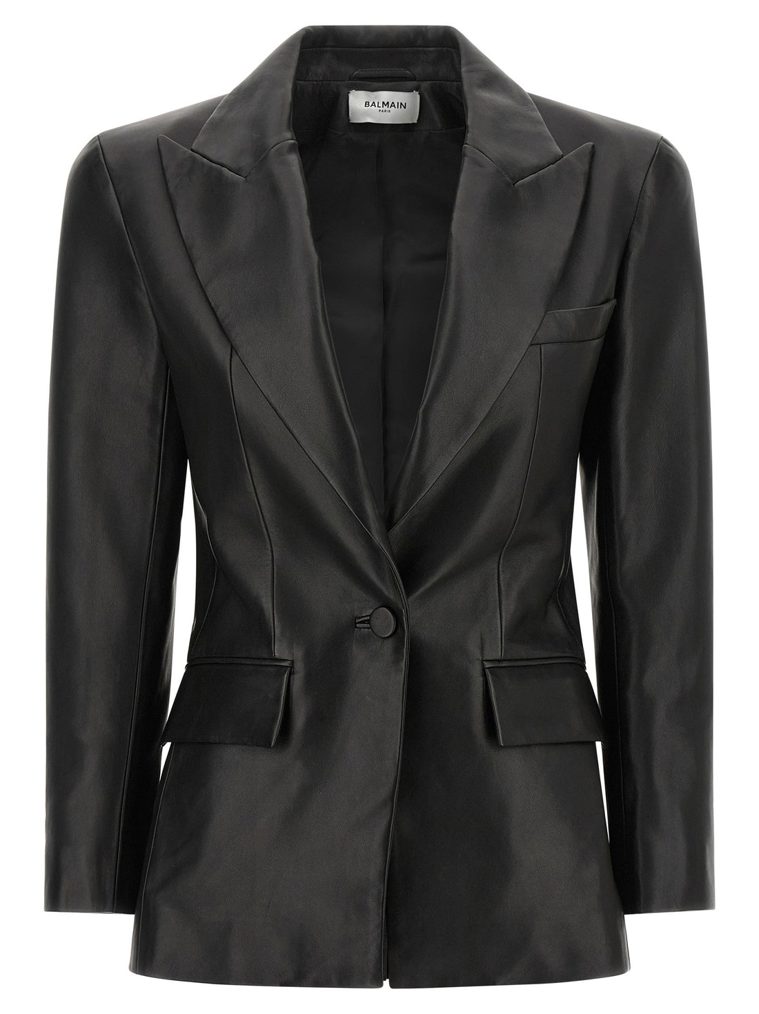 Balmain Leather Blazer Black