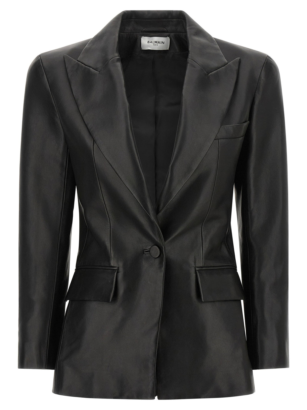 Balmain Leather Blazer Black