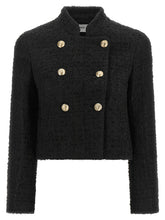 Balmain Double-breasted Tweed Short Jacket Black