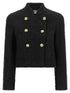 Balmain Double-breasted Tweed Short Jacket Black