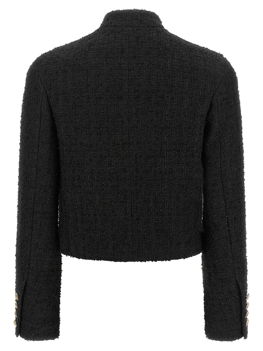 Balmain Double-breasted Tweed Short Jacket Black