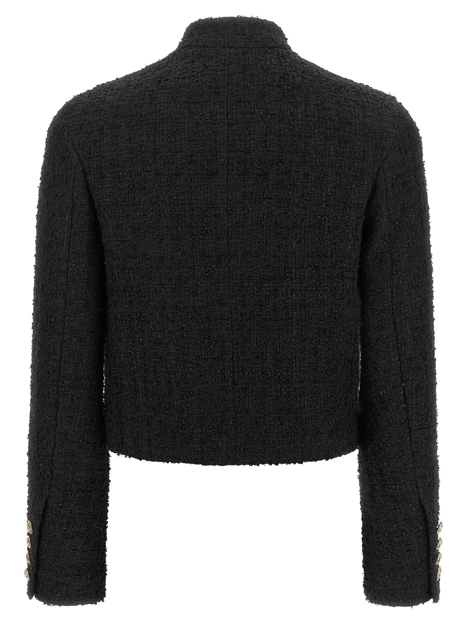 Balmain Double-breasted Tweed Short Jacket Black