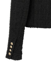 Balmain Double-breasted Tweed Short Jacket Black