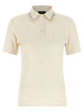 Fabiana Filippi Crystal Collar Polo Shirt Beige