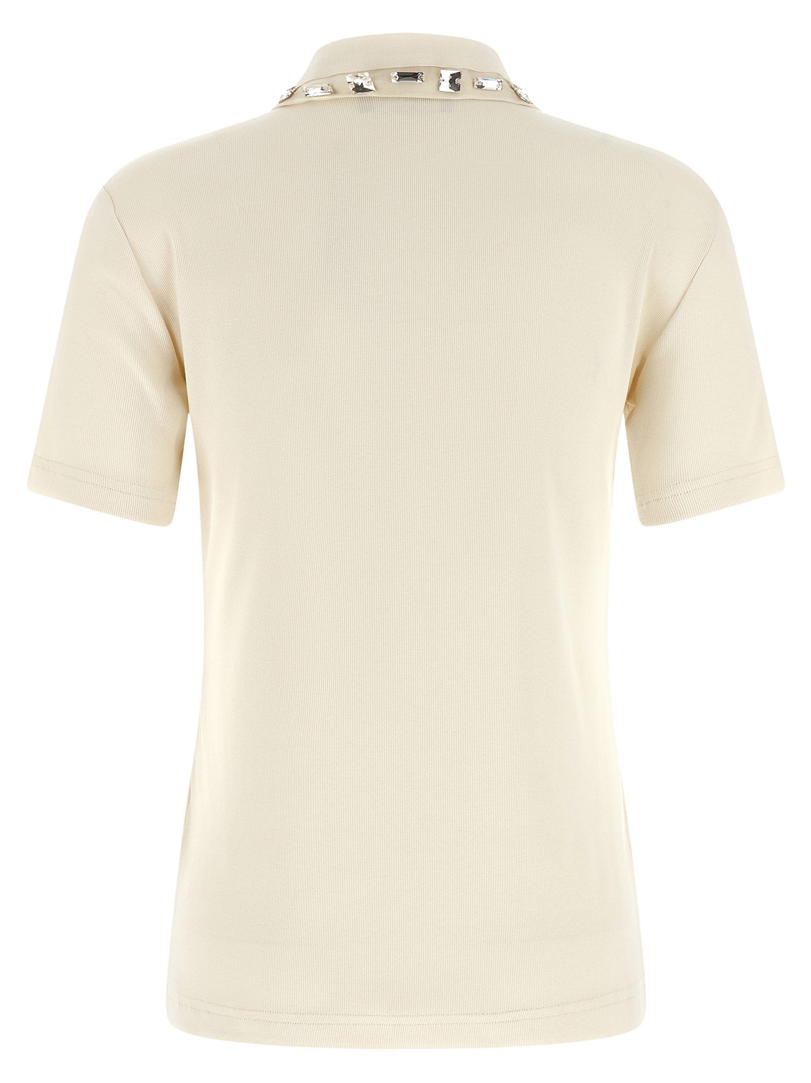 Fabiana Filippi Crystal Collar Polo Shirt Beige